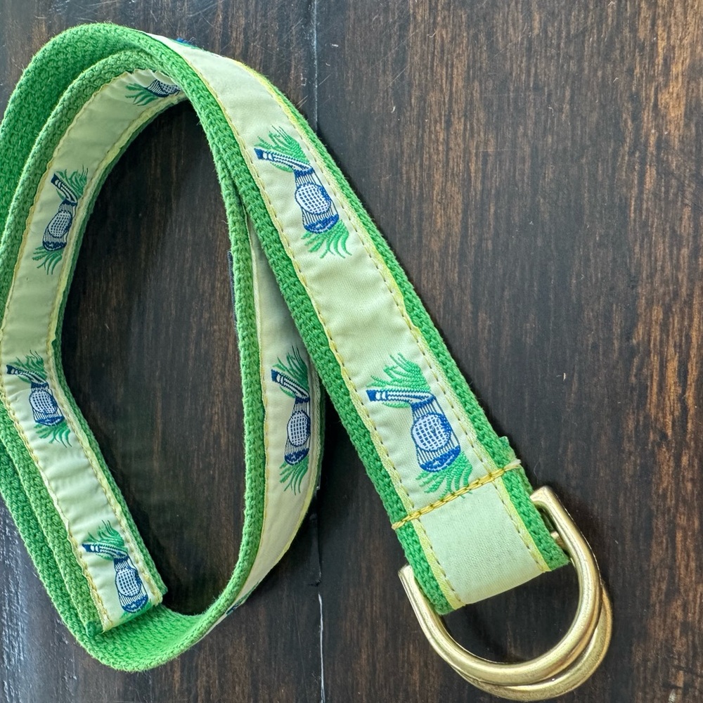 Fine Canvas Accessories of Maine Golf  Green and Gold Belt Sz XS